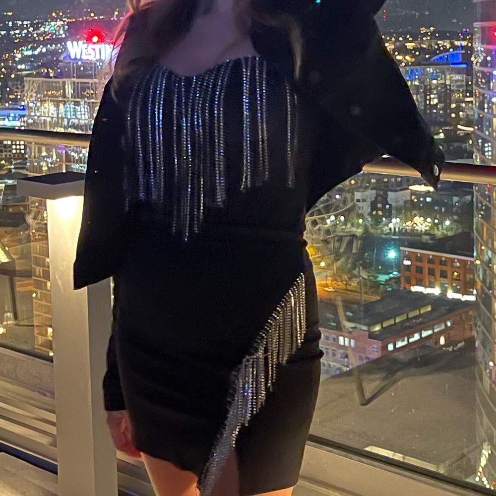 Black sweetheart Rhinestone Bodysuit - Picture 1 of 5